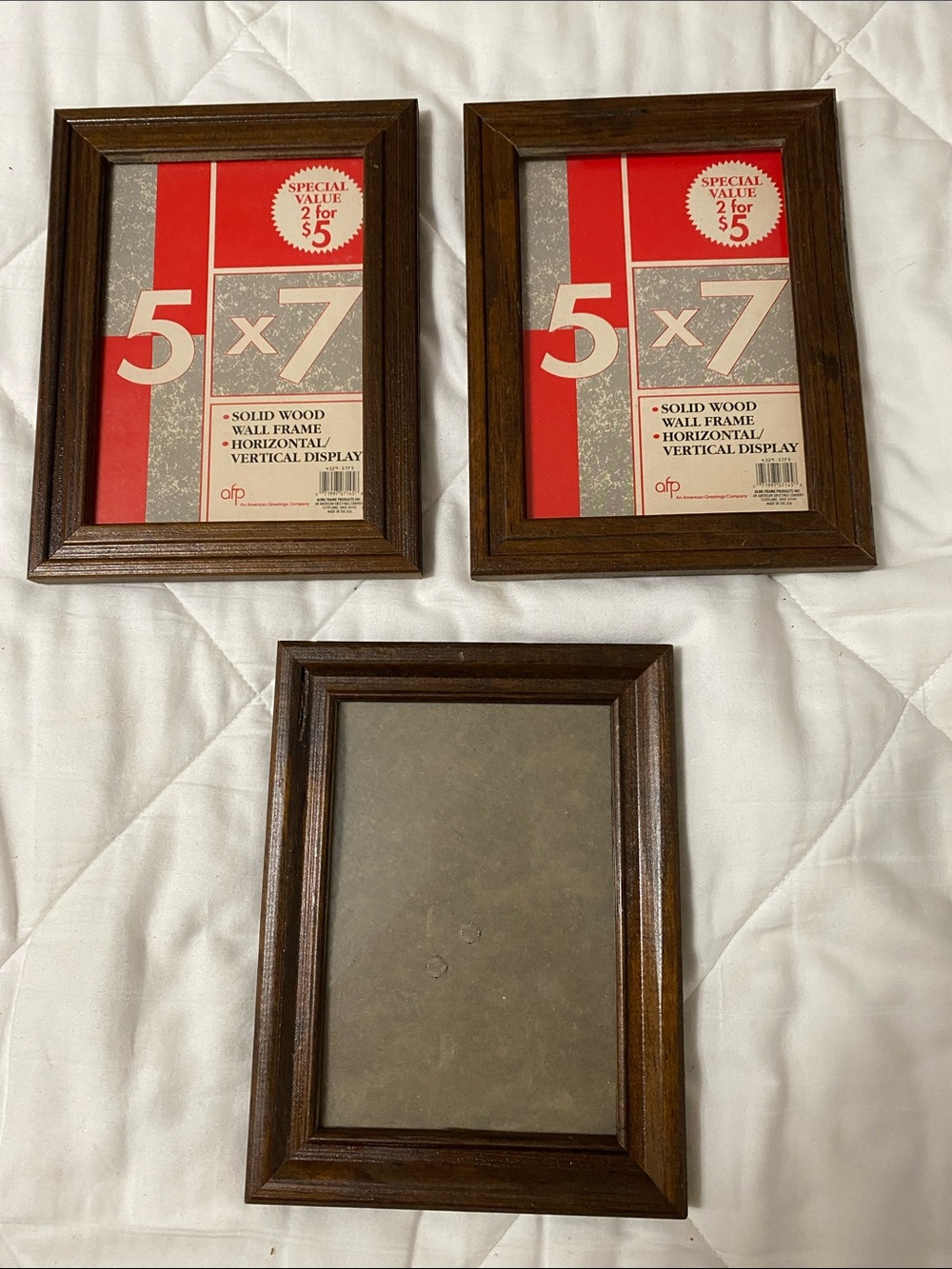 Set of 3 Solid Wood 5x7 Picture Frames - Dark Brown
